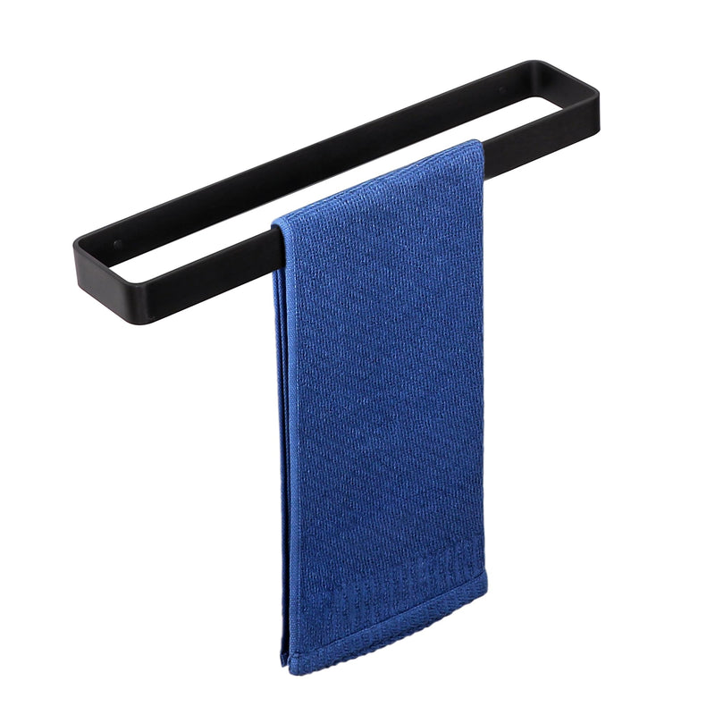 SAYAYO Matte Black Hand Towel Holder for Bathroom Wall, 16 Inch Self Adhesive Towel Bar Hand Towel Rack Square Heavy Duty