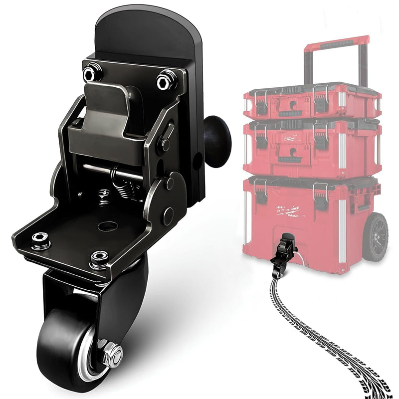 Upgraded Packout Caster Wheel kit fit for Milwaukee Packout Rolling Tool Box, Steel Construction Front Swivel Wheels Accessories for Milwaukee Packout Organizer, 200 Lbs Load Capacity Black