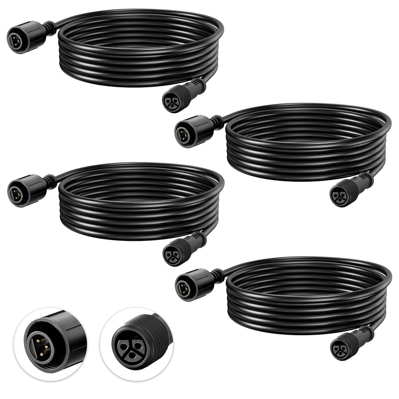 4pcs 6.5FT Extension Cord with 3 Core 3-Pin for SUNTHIN RGBW Outdoor Landscape Spotlights 4 Pack