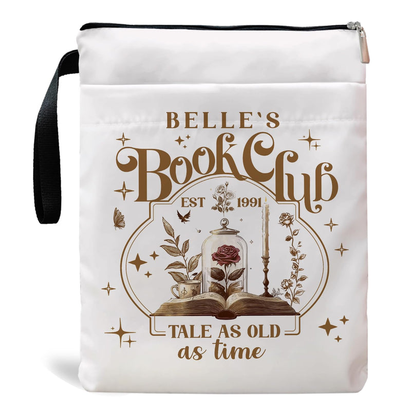 Tale As Old As Time Belle's Book Sleeve, Book Covers with Zipper, Book Lovers, Book Pouch Kindle Protector, Gifts for Women Teacher Librarian Bookworm Bookish (White-C, Large) White-c
