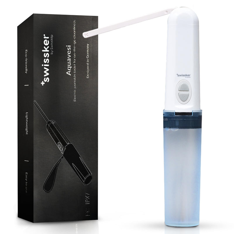 Swissker by Swissklip Portable Bidet Travel Sprayer – Rechargeable Electric Handheld Personal Hygiene Cleaner, Compact USB Bidet with Adjustable Pressure for Home & Travel