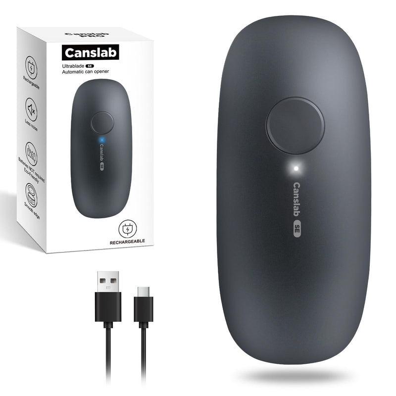 Canslab Ultrablde SE - USB Rechargeable Electric Can Opener for Kitchen for Seniors with Arthritis- Cordless Battery Powered Automatic, Side Cut, Smooth Edge, Handsfree, for Small or Large Cans, Grey Charcoal Black