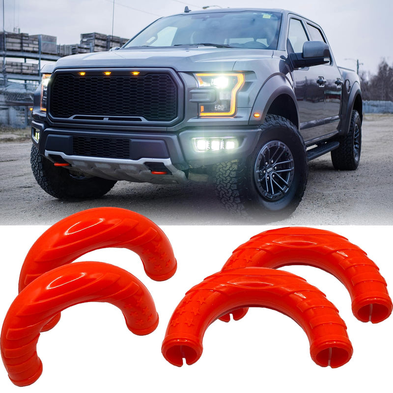 Tow Hooks Covers Fit for Ford F150 Accessories 2004-2024 Toyota Tundra Accessories 2017-2021(Red-4PCS)