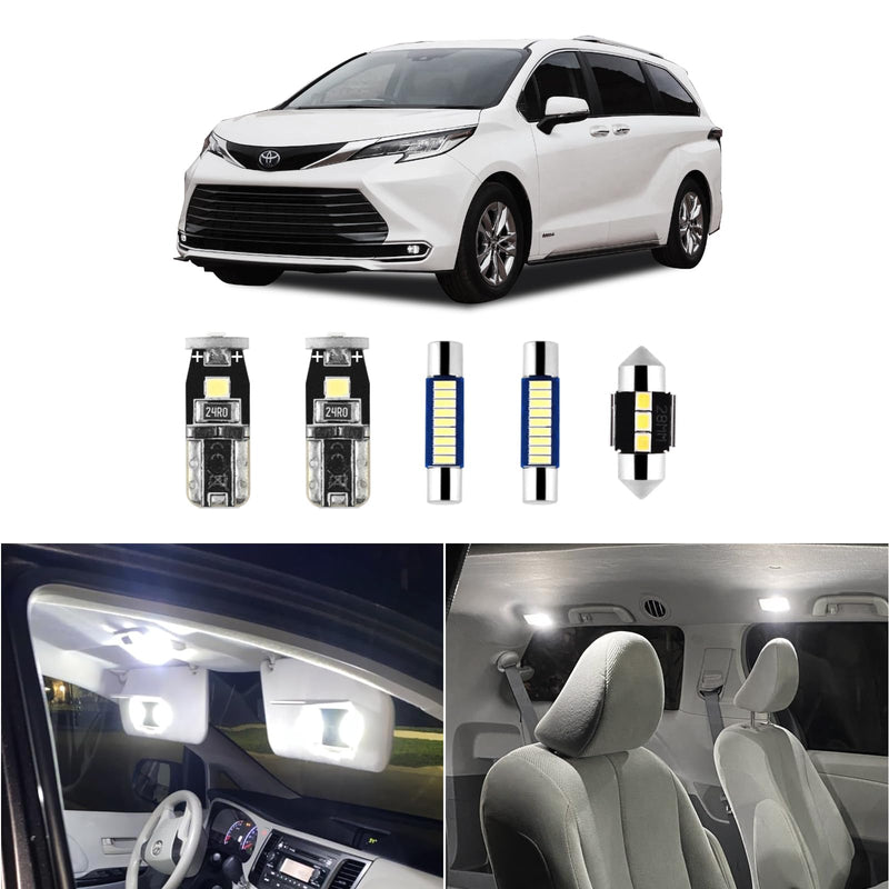 16 Pcs Super Bright 6000K White LED Interior Light: Bulbs Kit Package for 2011-2015 2016 2017 2018 2019 2020 2021 Toyota Sienna Lighting Package Kit Includes Light Accessories+ and Install Tool Toyota Sienna 2011-2021
