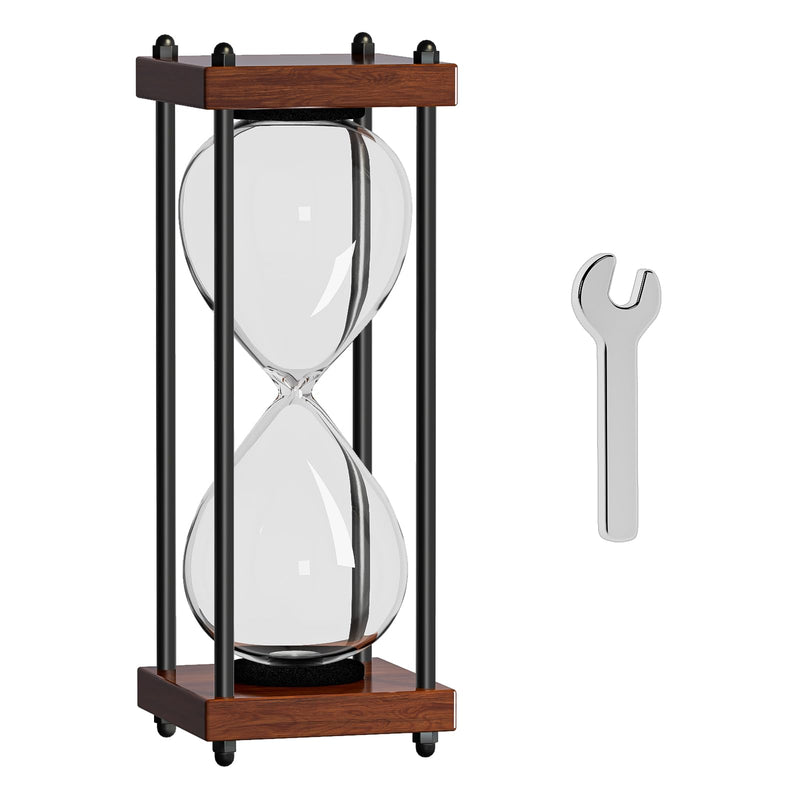 SuLiao 10 Inch Empty Hourglass Fillable, Large Black Wooden Frame DIY, Unity Hourglass for Wedding Ceremony Set, Without Sand Antique Sand Clock Sandglass for Desk Home Office Decorative Brown