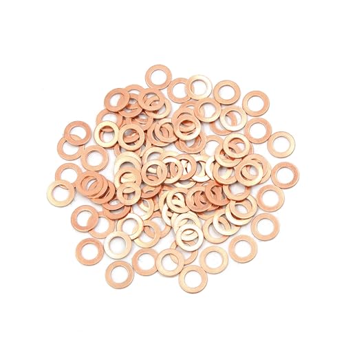 100pcs M8 x 13mm x 1mm Copper Flat Washer Sealing Gasket Ring for Screw Bolt Nut Replace Parts