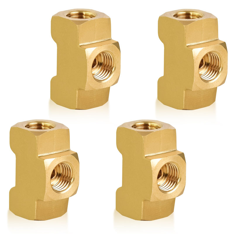 MuHize Brake Line Tee Fitting 4-Pack - 3/16" Tube x 3/8"-24 UNF | SAE/DOT Brass T-Connector for Double Flare Systems | Leak-Proof 3-Way Union for GM/Ford/Dodge RAM (4 PCs) 3/16IN-4PCS