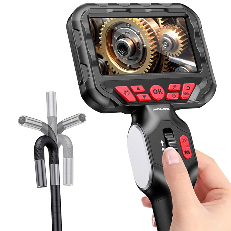 Two-Way Articulating Endoscope Camera with Light, Industrial Borescope with 0.24in Articulated Snake Inspection Camera, Flexible Fiber Optic Scope Cam for Automotive Aircraft Mechanics, 5.2FT 6.2mm Articulating Borescope