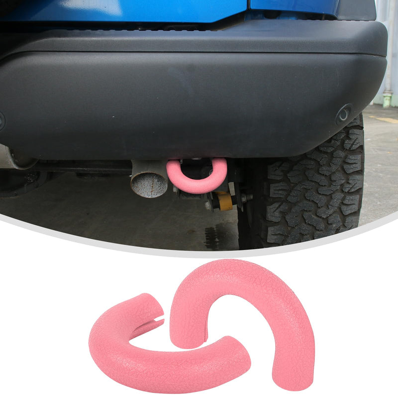 Linskip Tow Hook D Ring Covers Fit for 2021-2024 2025 Ford Bronco Accessories, Rear Bumper Tow Hook Rubber Sleeve Protectors for Bronco Raptor Accessories(Pink) Pink