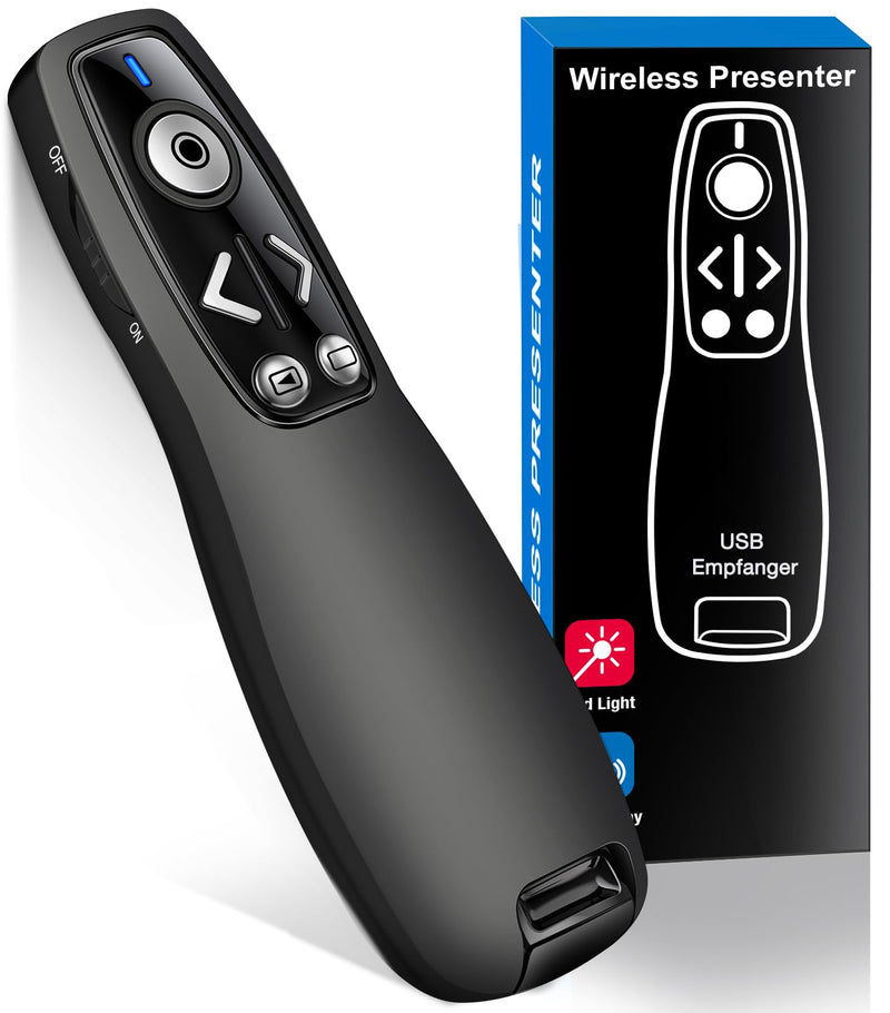 All-in-One Wireless Presentation Clicker with Red Light & Volume Remote Control- USB&Type-C PPT Remote Compatible with Mac/Windows/Laptop/Computer - Ideal for Powerpoint, Business, Classroom USB A/C