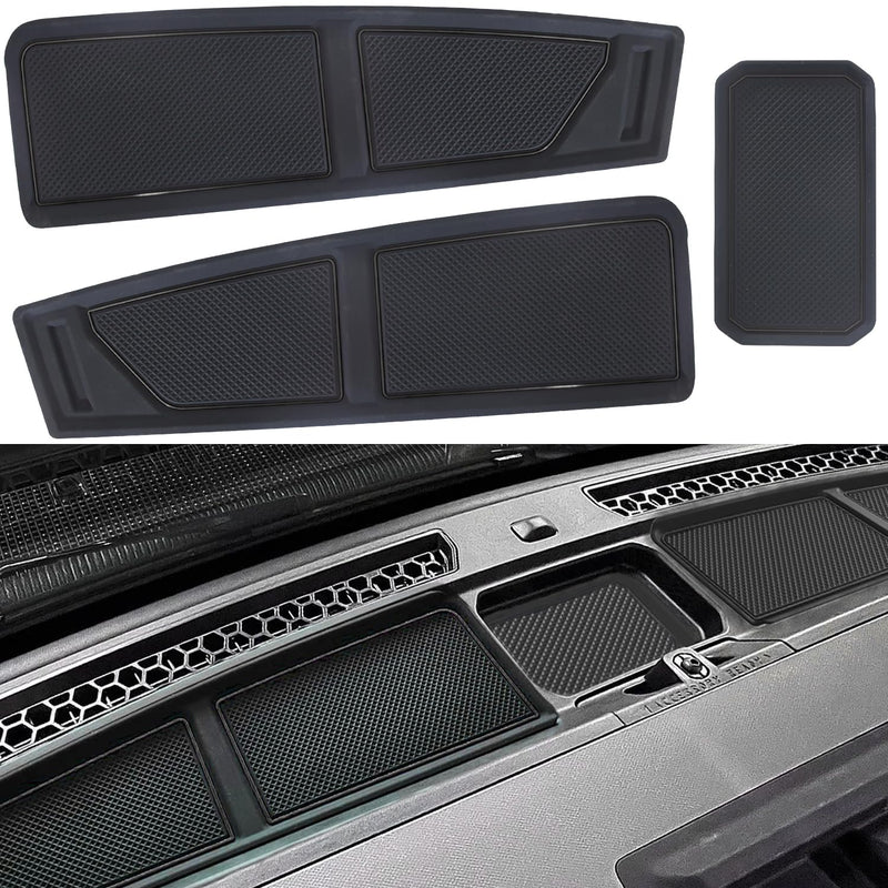 Dash Cover Tray for Ford Bronco Accessories 2021-2023 2024 2025, Dashboard Compartments Mat, Anti-Slip Silicone Insert, Anti Dust Interior Dash Pad Liner for Bronco 2/4-Door (3pcs, Black Trim) 3 Pcs