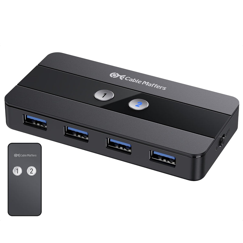 Cable Matters Dual 4K 60Hz USB C KVM Switch for 2 Computers 2 Monitors (Not Work with Desktop PCs or Chromebooks) with RF Remote Control, HDMI, DisplayPort & 4X USB 3.0 Compatible with Thunderbolt 4