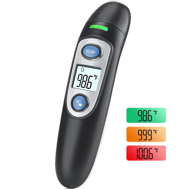 Infrared Thermometer for Adults,Forehead and Ear Thermometer for Fever, Babies, Children, Adults, Indoor and Outdoor Use Black