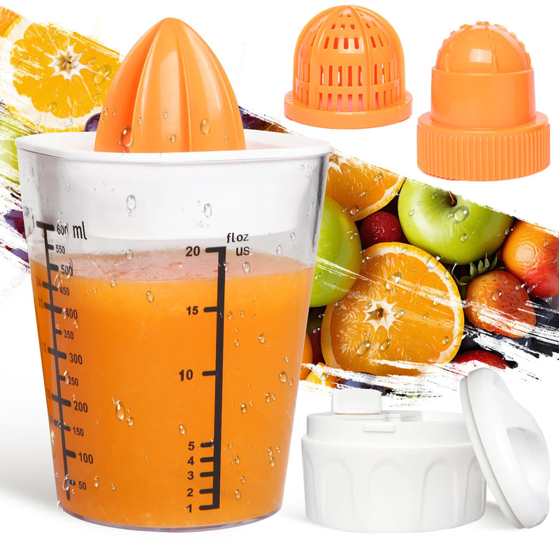 Citrus Juicer Manual Juicer, Multifunctional Hand Juicer, Lemon Lime Squeezer, 20-Ounce Capacity Orange Juicer (White, 4 in 1)