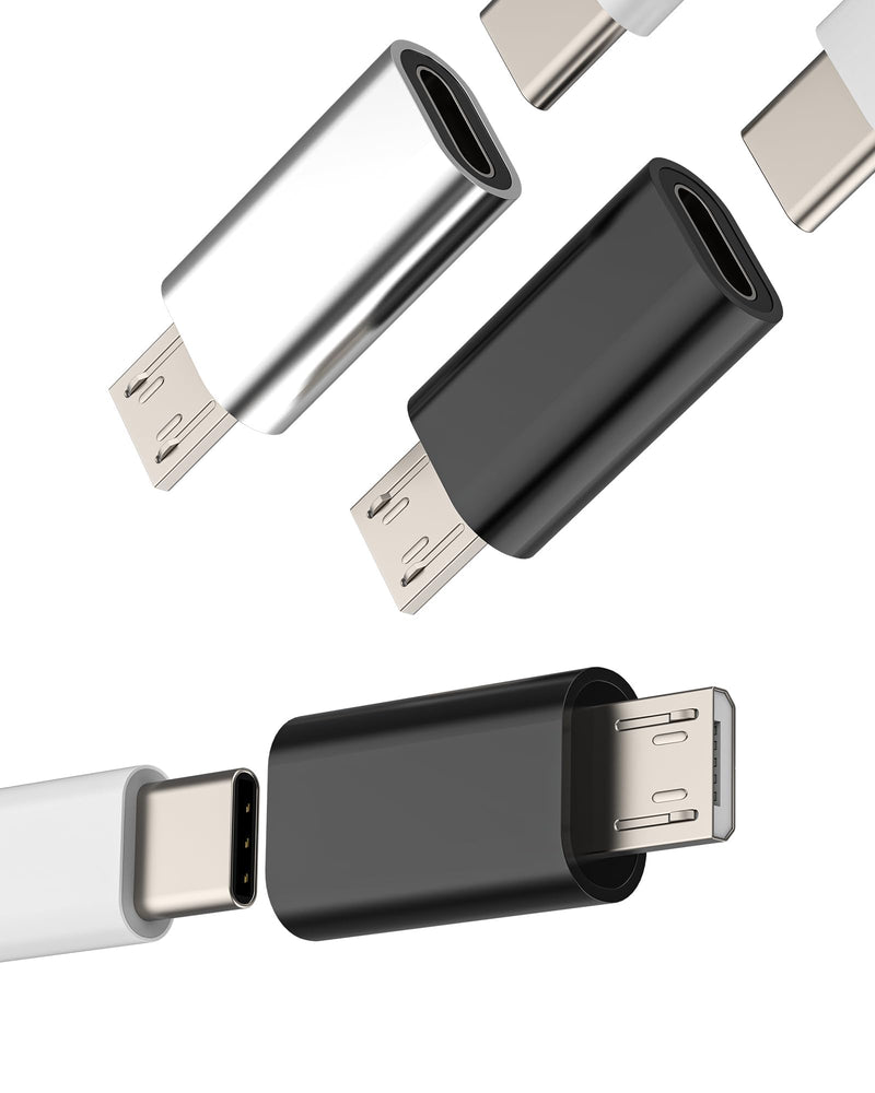 USB-C Female to Micro USB Male Charging Adapter 3 Pack Type C Data Cable USB-C to Micro USB Connector for Android Mobile Phone Compatible with Samsung S7 S6 S7 Active Note 4 Note 5 A7