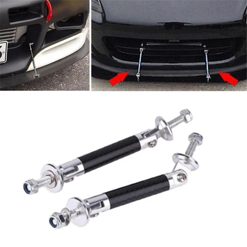 2PCS Car Splitter Support Strut Rod Car Front Rear Frame Bumper Lip Protector Strut Rod 45MM 1.77" Protector Rod Support Bars Carbon Fiber Universal Auto Bumper Fasteners Lever Kits (Silver) Silver