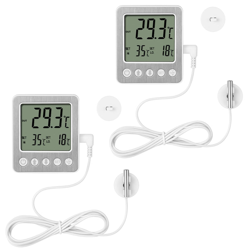 Refrigerator Thermometer Freezer Alarm Digital Freezer Thermometer Fridge Thermometer with Extra Sensor high and Low Temperature Alarm (2, White, Small,10) 2