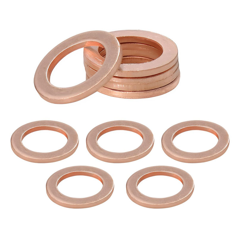 10 PCS Oil Drain Plug Gasket, 14mm Cooper Crush Washer Oil Sealing Gaskets, Automotive Replacement Drain Plug Gaskets Compatible with OEM PN Part 007603-014106, Car Accessories 10 PCS