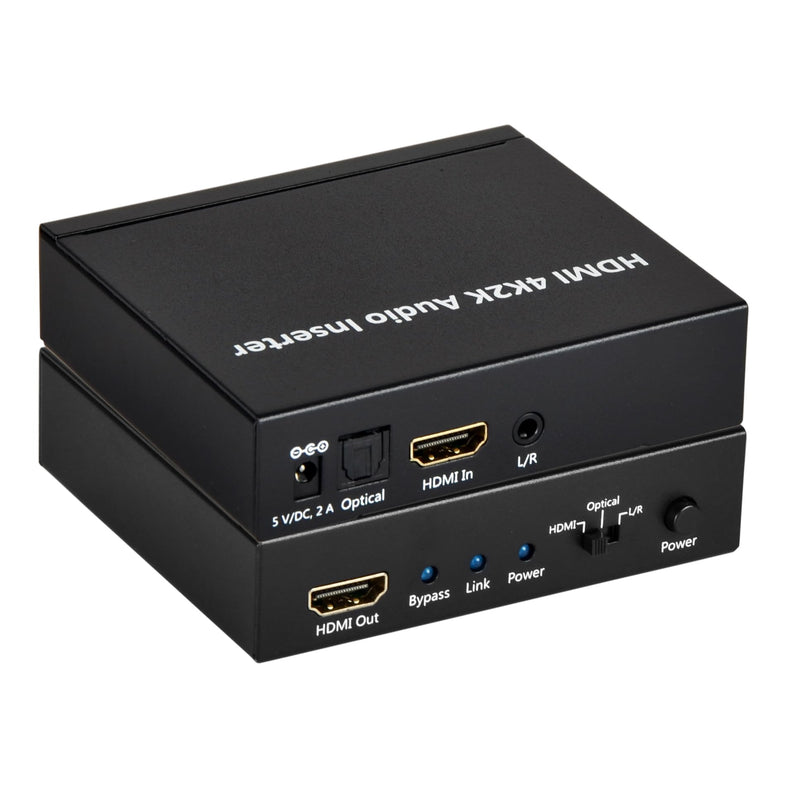 HDMI 4K2K Audio Inserter with HDCP 1.2, HBR Audio, Optical S/PDIF, CEC Bypass, Analog/Digital Audio Embed, 3D Support, DVI Conversion Compatible