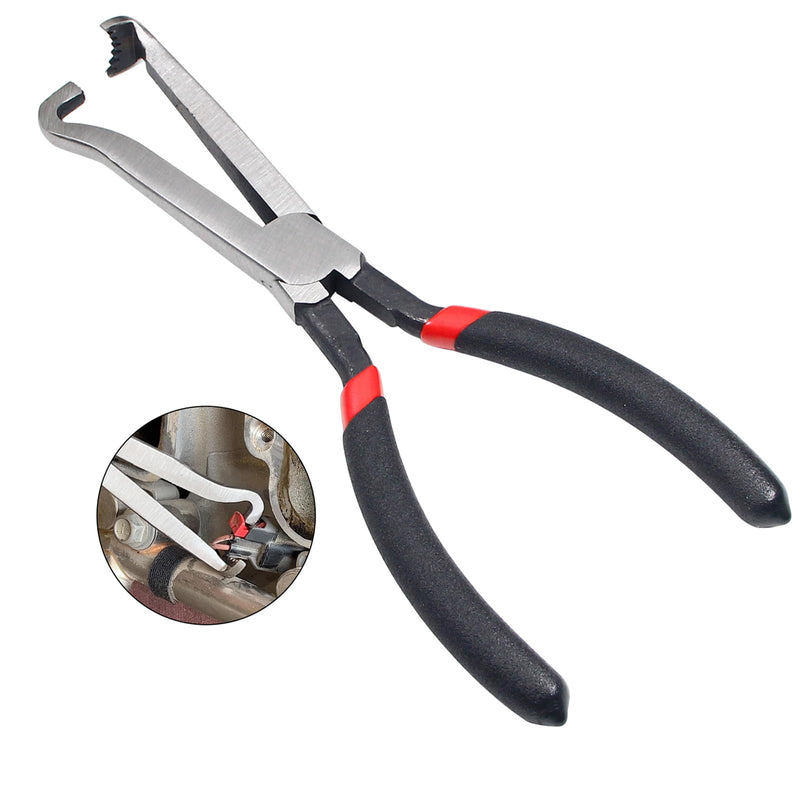 37960 Electrical Disconnect Pliers, 8 inch Automotive Electrical Connector Pliers for Auto Mass Air Flow Sensors, Fuel Injectors, Ignition Coils and Other Auto Parts (Red) 1*Straight Red