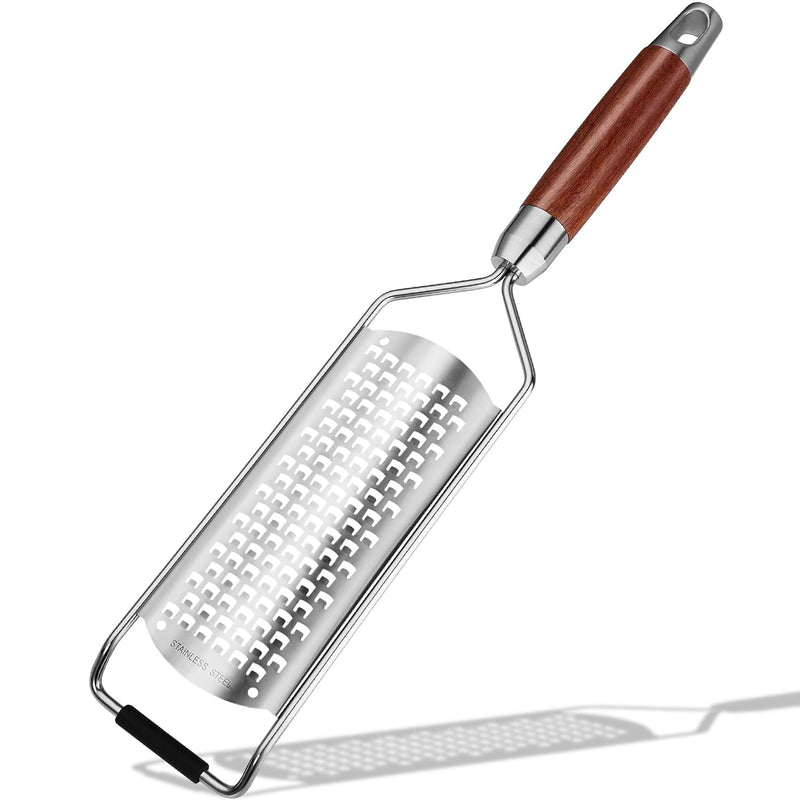KULUNER Professional-Grade Lemon Zester with Ultra-Coarse Blades, Heavy-Duty Cheese/Vegetable Grater, Solid Wood Handle Design - Rust-Resistant Durable, Essential Kitchen Tool (A1) Rectangular