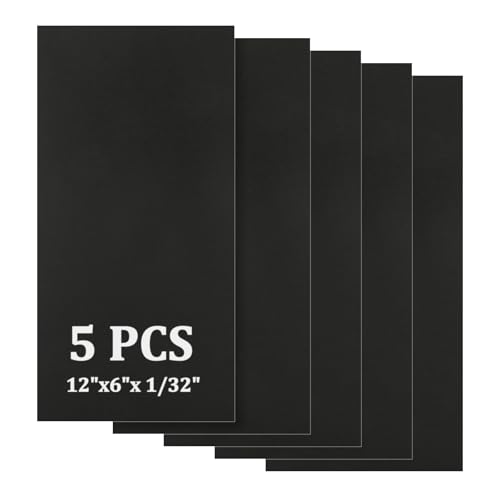 ABuff 5 Pack 5052 Anodized Aluminum Sheet Metal 12 x 6 x 1/32 Inch Black Rectangular Aluminum Metal Plate Engraving Blanks for Laser Engraving
