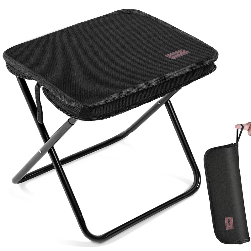 Portable Stool, 13 Inch Small Folding Stool for Adults, Ultralight Black Camping Stools for Hiking and Fishing, Hold Up to 330 LBS