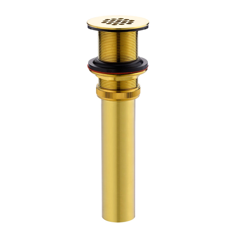 Luxier Brass Bathroom Sink Grid Drain Strainer for Vessel and Vanity Sinks Without Overflow in Brushed Gold, DS05-TG