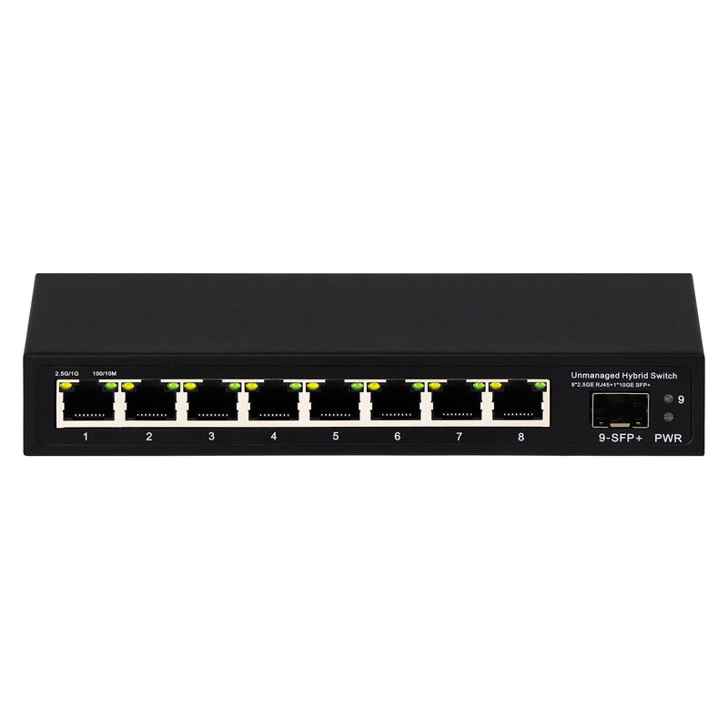 8 Port 2.5G Unmanaged Ethernet Switch 8x2.5GBase-T Ports 1x10G SFP+ Fiber Switch 60Gbps Bandwidth Desktop/Wall Mount Plug and Play Compatible with 100/1000/2500Mbps(9port| 8×2.5G + 1×10G SFP+) 9port| 8×2.5G + 1×10G SFP+