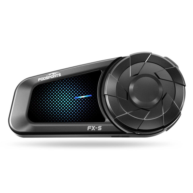 Fodsports FX-S Motorcycle Bluetooth Headset V5.4, 2-Way Helmet Intercom Communication System with IP67 Waterproof, CVC Noise Cancellation, Hands-Free Music/Call, 2 Type Mics, Black, 1 Pack Single Pack