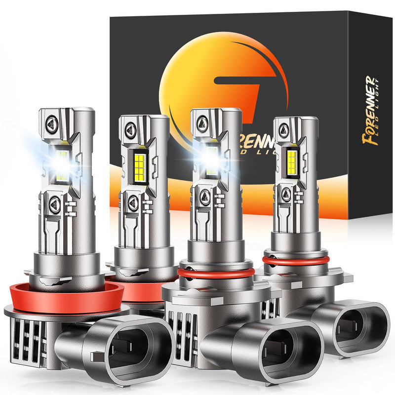 forenner Fahren H11 9005 Fog Light Bulbs, H8 9005 100000LM Bulbs with 6500K Cool White Light, IP68 Waterproof, Plug and Play, pack of 4