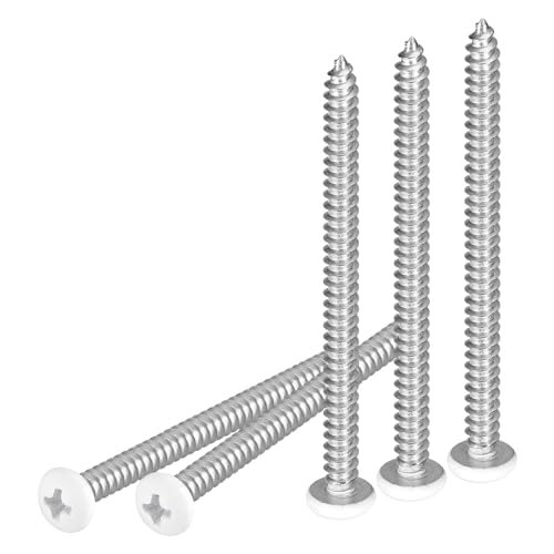 DTGN #10x2-1/2 White Silver Screws - 50Pack - 304 Stainless Steel Pan Head Phillips Sheet Metal Screw Self-Tapping Screw Wood Screws Screw #10x2-1/2" 50