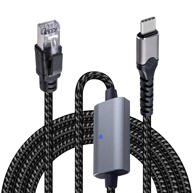 Duttek Gigabit USB C to Ethernet Cable 10FT, RJ45 to USB C Cord Up to1000/ 100/10Mbps Ethernet LAN Network Cable Thunderbolt 3/4 Compatible, for MacBook Pro, iPhone 15 Series, Laptop, PC
