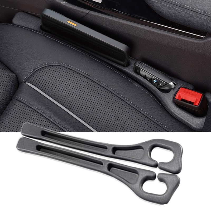 Car Seat Gap Filler Organizer Universal Fit Car SUV Truck Console Side Plug Strip Stopping Phone Key from Falling, Pack of 2 Black (Black)