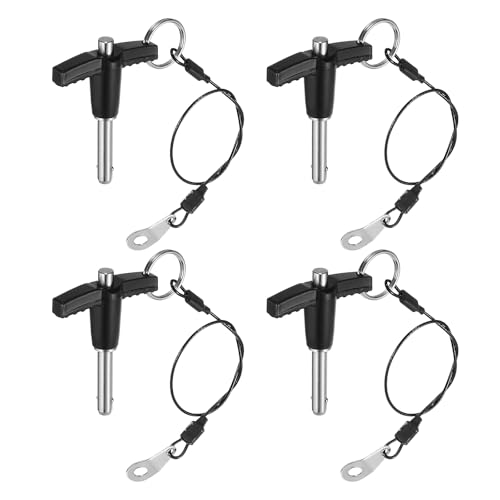 uxcell 4Pcs T Handle Lock Pins, 6mm x 20mm Usage Length Stainless Steel Push-Button Quick Release Pin 4