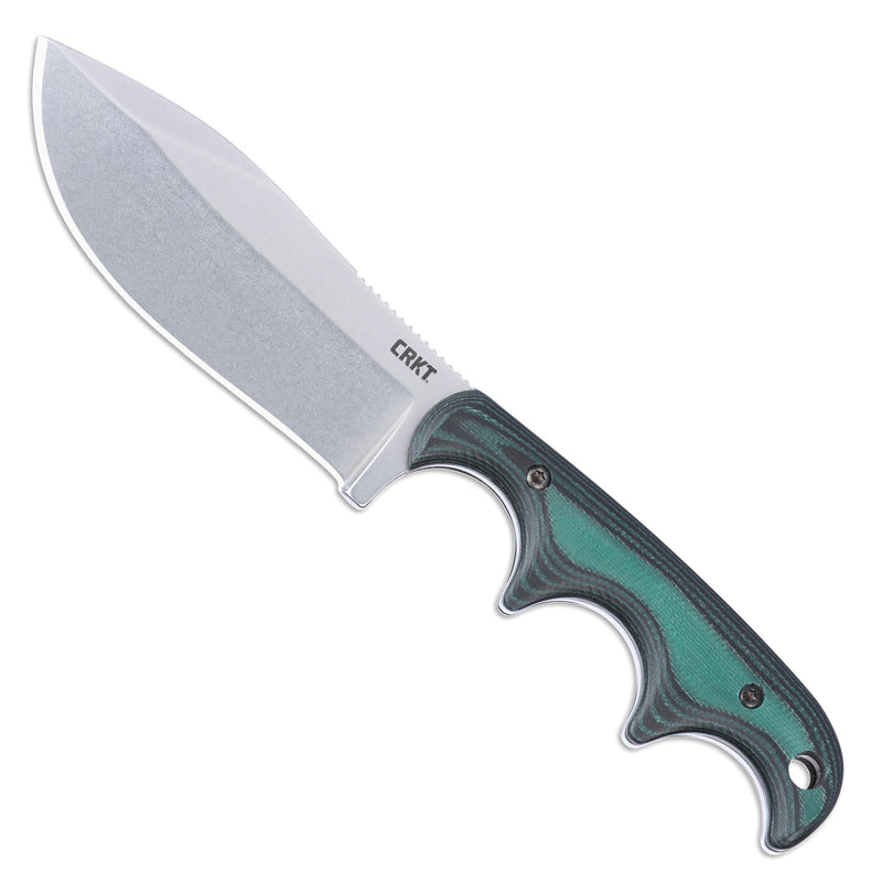 CRKT Minimalist Nessmuk Outdoor Survival Fixed Blade Knife with Sheath: D2 Steel Plain Edge Blade, Micarta Handle, 2376 Green