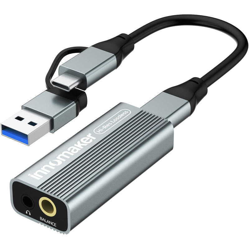 Portable USB HiFi Sound Card/Headphone Amplifier/Desktop USB HIFI Amps with 4.4mm and 3.5mm Dual Outputs Supports PCM 384kHz/DSD256 High Resolution Lossless for Android/Linux/Windows Devices