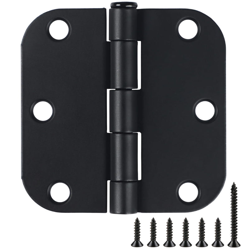 6 Pack 3 Inch Hinges Rounded Matte Black Door Hinges Interior Door Hinges Black Matte 3 Inch Door Hinge 5/8" Radius Cowshed, Byre, Cattle Hinges for Doors 3 "x 3" Hardware Controls 6 Pack-no squeak