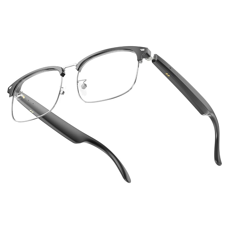 Ai Translator Glasses, Translator Smart Glasses, Smart Bluetooth Glasses, Music Bluetooth Sunglasses, Supports 138 Languages for Traveling,Doing Business and Making Friends (Black Silver) Black Silver