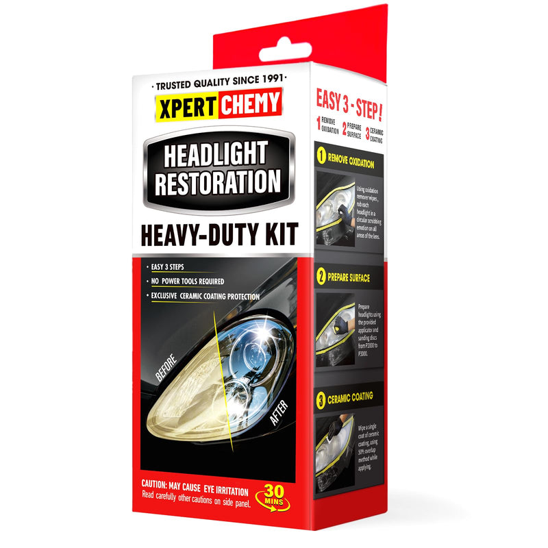 Headlight Restoration Kit-Headlight Cleaner Removing The Heavy-Duty Yellowing, Clouding and Stains, Even Buffs Out Unsightly Hairline Scratches,No Power Tools Needed