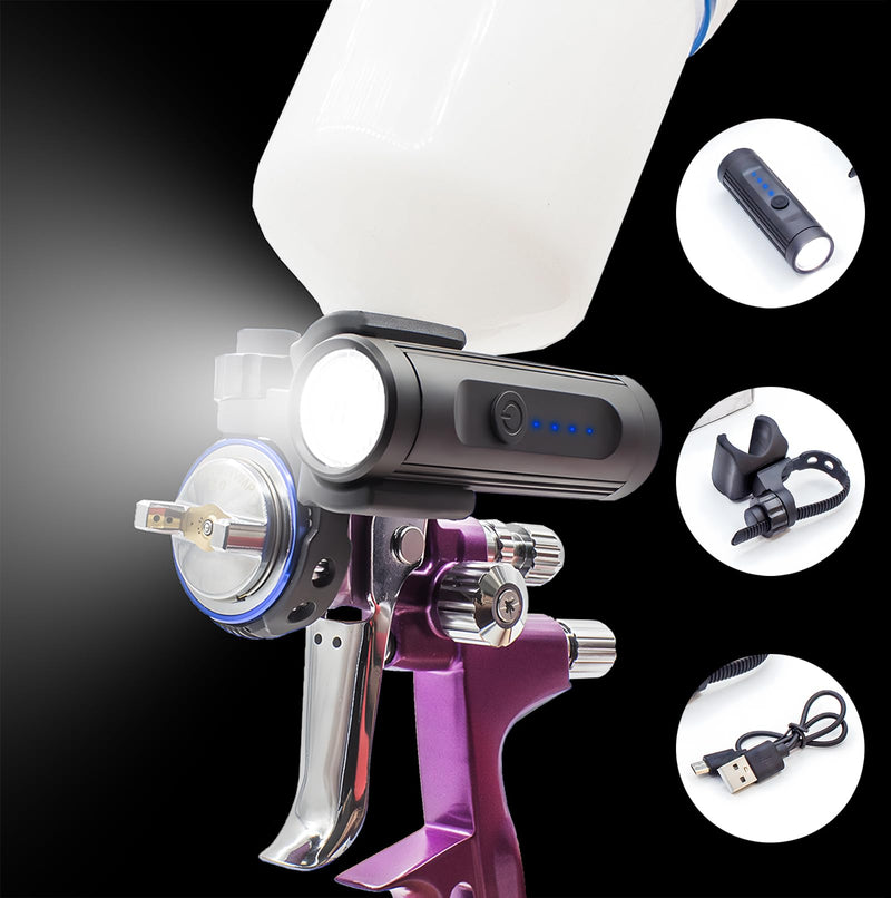 PangSing & Nan 600 Lumen Light，Rechargeable Lightweight Spray Gun Light, Natural Light Illuminates Surface Sprayed, Ensures Even Coverage，Versatile Automotive Paint Gun Light with 360° Rotation