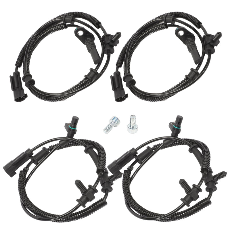 4 PCS Front & Rear ABS Wheel Speed Sensor Wiring Harness for Ram 1500 2013-2018, Ram 1500 Classic 2019 V6 3.0L 3.6L 3.7L, V8 4.7L 5.7L Engine 68053861AB 68053861AC 68053861AD 68231044AB