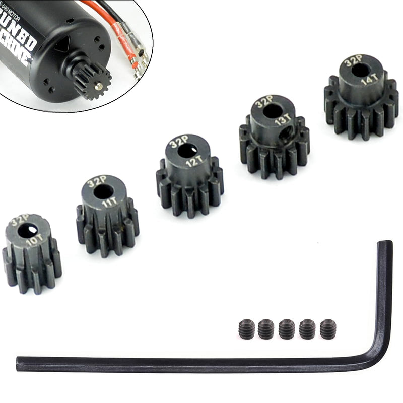 32P Hardened Pinion Gear Set 1/8inch Hole Metal Pinion Gear 10T 11T 12T 13T 14T 3.175mm RC Motor Pinion Gear Kit for 1/10 RC Car 10 11 12 13 14T