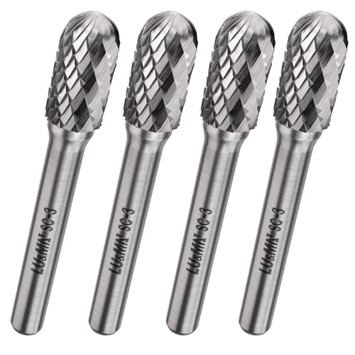 LU&MN SC-3 Tungsten Carbide Burr, 3/8" Head 1/4" Shank, 4 Pcs