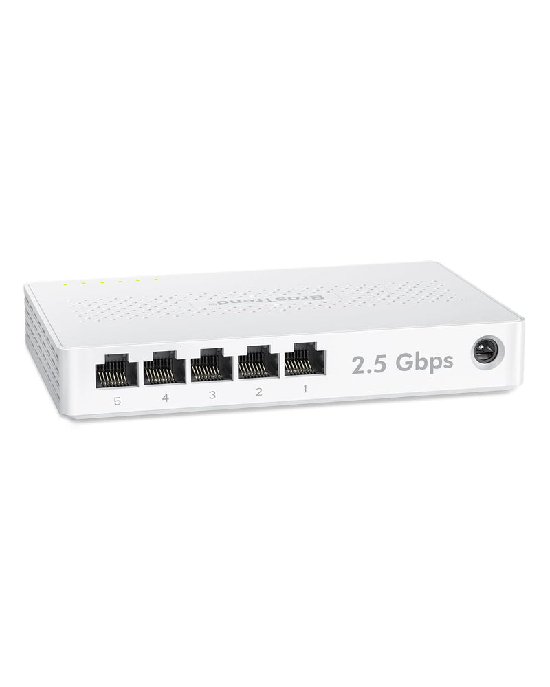 BrosTrend 5 Port 2.5GB Switch, Unmanaged Ethernet Switch for Game Console, PC, NAS, etc. 2.5 Gigabit Network Switch Fanless Plug & Play, Multi-Gigabit Switch, Desktop / Wall Mount, Lifetime Protection
