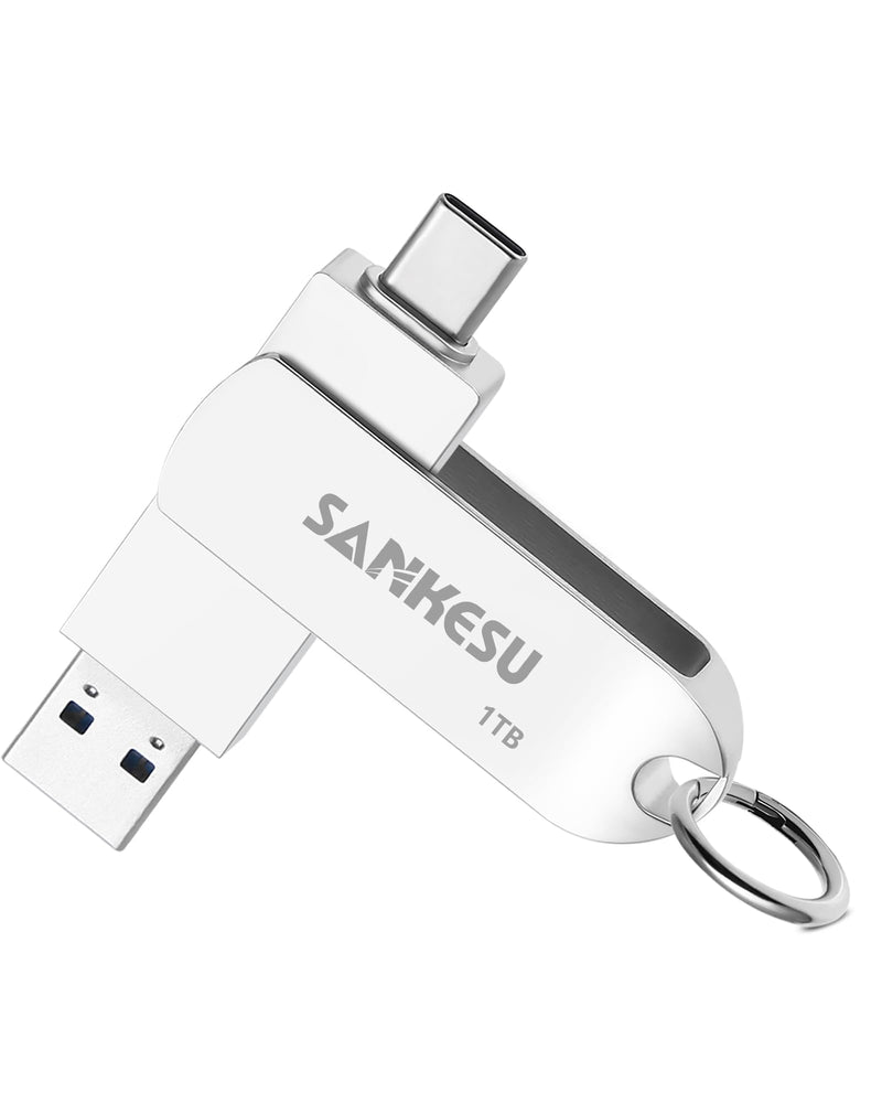 1TB USB C Flash Drive 3.1,Up to150MB/s Read Speed, USB A and Type C OTG Thumb Drive, Dual Memory Sticks Compatible with Android Phones/PC/Laptop/Macs(Silver) 1TB silver