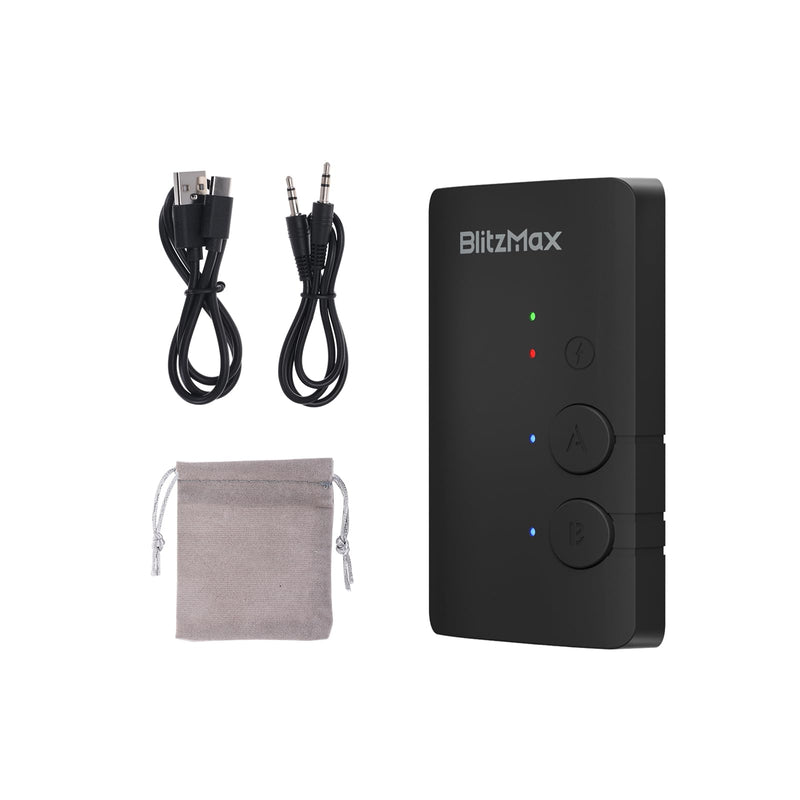 Bluetooth Transmitter Receiver 2-in-1, 5.3 Bluetooth Aux Adapter Aptx Low Latency, Portable Wireless Audio Adapter for Car/Headphones/Radio/TV Drak Black