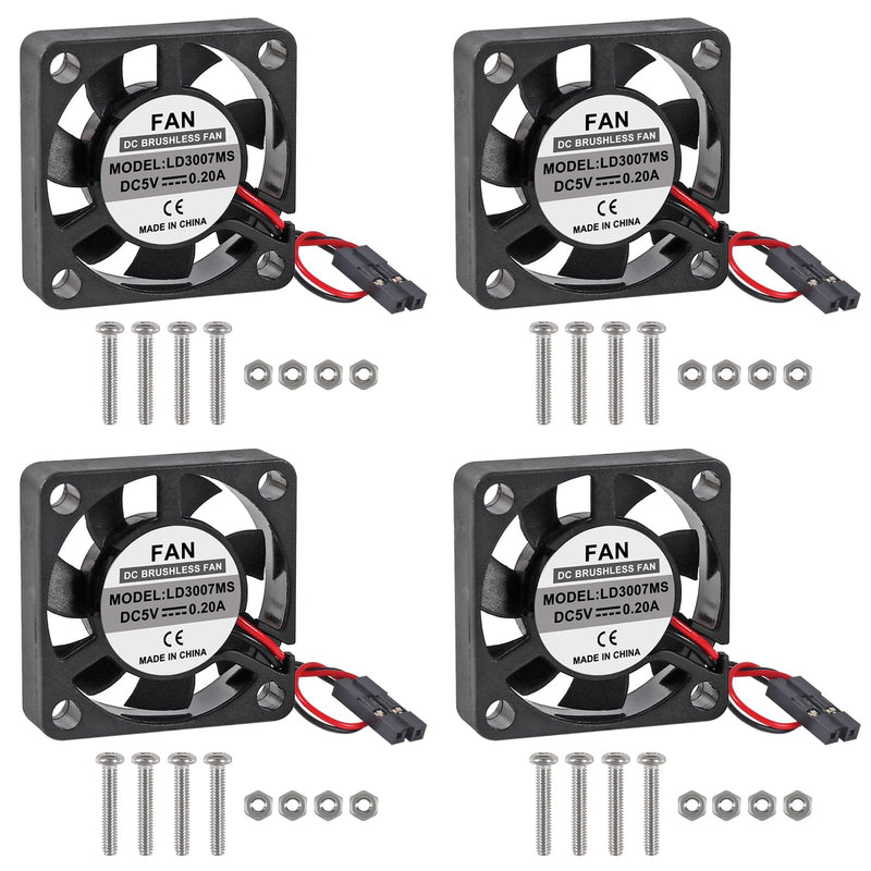 4pcs Fan for Raspberry Pi Cooling Fan Brushless CPU Cooling Fan Cooler Radiator Connector Separating One-to-Two Interface 3.3V 5V for Raspberry Pi4 Pi3 B+, Pi 3, Pi 2, Pi 1 B+ Pi Zero/Zero W