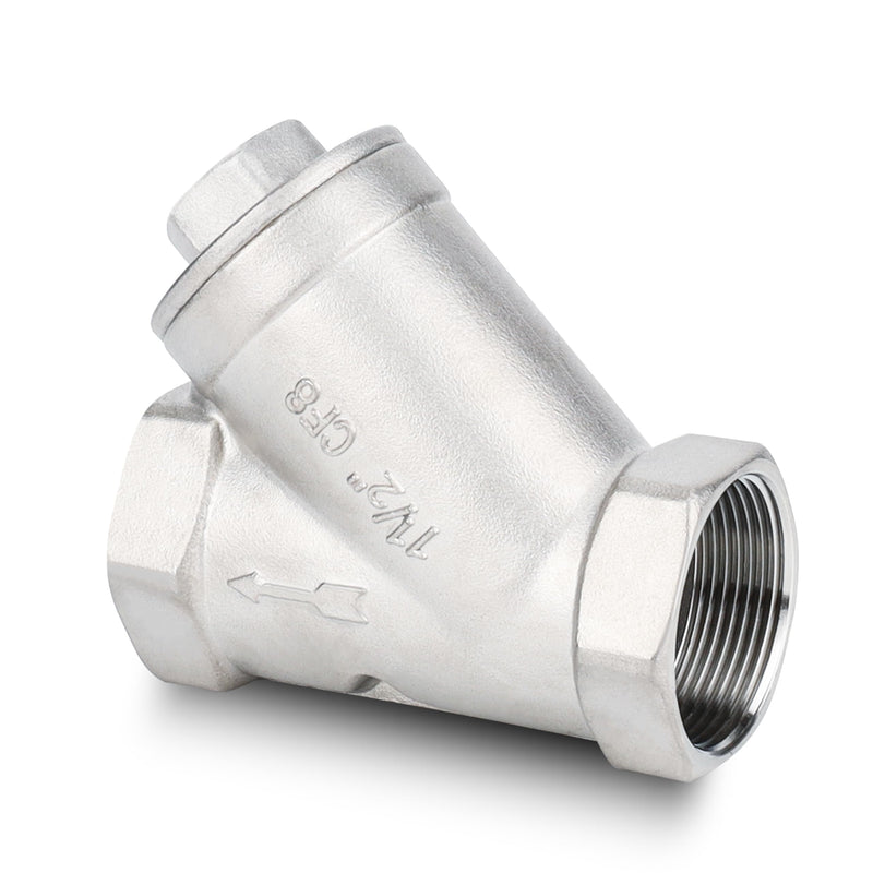 Industrial Plumbing Y Strainers NPT Female 1-1/2", Heavy Duty 304 Stainless Steel Y-Strainer, Y-Shaped Filter Valve Connector with 80 Mesh Screen to Remove Excess Impurities for Water Oil Gas DN40 1-1/2"-NPT