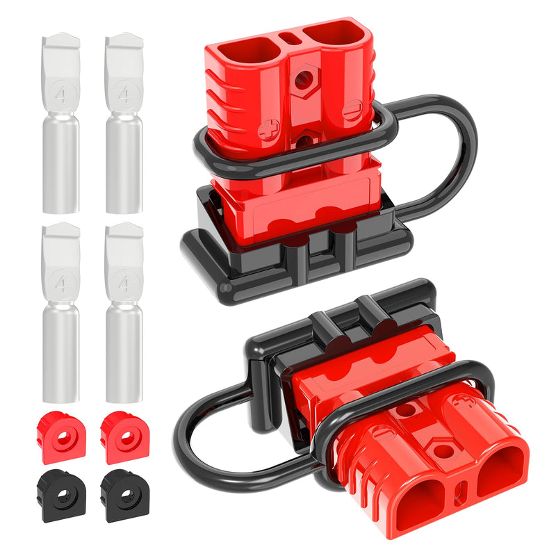 Anderson Connector,120A 2-6 Gauge Battery Quick Connect 12V-36V Anderson Plug Battery Cable Quick Connect Disconnect Plug Winch Wiring Kit for Cable RV Truck Winch (2 Pack)-RED 120A